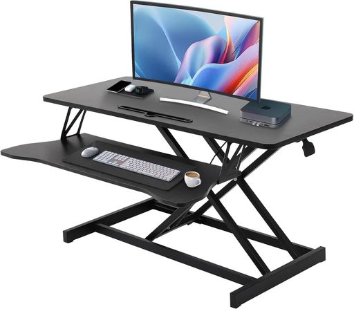 TECHPEAK スタンディングデスク 卓上 天板サイズ95×40X50CM ガス圧昇降式デスク立ち 卓上デスク 高さ11~51CM 机上 静音 組立不要 耐荷重10KG 無段階座位立位両用デスク デスクライザー パソコン… 10,508円
