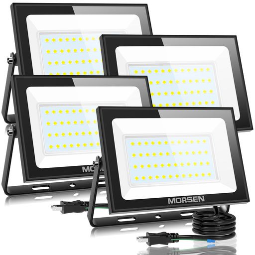 MORSEN 投光器 80W 4セット LED投光器 10000ML 6500K 極薄型 投光器屋外 100V 灯光器 作業灯 外灯 工事用ライト LEDライト 屋外用 野外 防水 看板灯 集魚灯 駐車場用