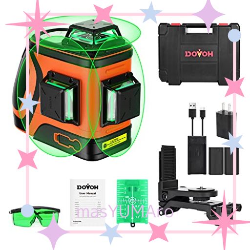 DOVOH グリーンレーザー 墨出し器 高輝度 110MW 12ライン 360度 自動 