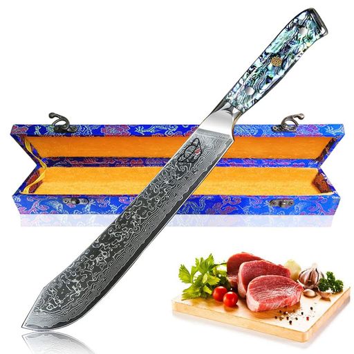 CENTRA WIN 肉切包丁 【ARTEMIS・アルテミスIII】 スライサー ブレイキングナイフ 67層ダマスカス包丁 ハム包丁 アワビ貝+樹脂ハンドル