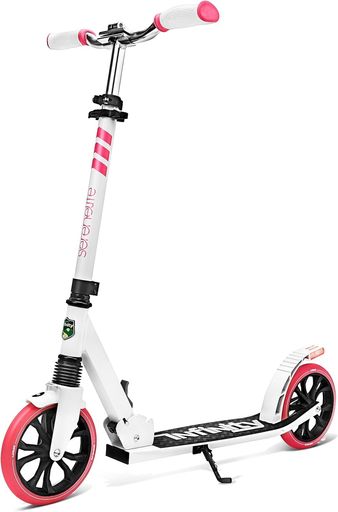 SERENELIFE キックボード 大人 子供 折りたたみ キックスクーター 8インチ大径ホイール ABEC-7ベアリング サスペンション付き 3段階高さ調節 耐荷重100KG 軽量4.9KG ストラップ付 通勤 通学 6ヶ月…