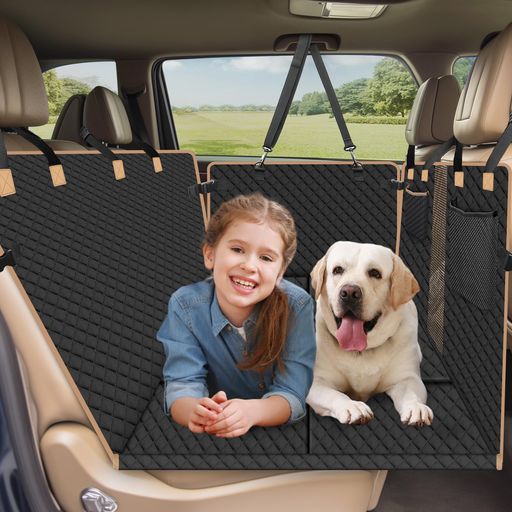 XEVERA ペットドライブシート 安定快適 犬シートベルト付き 犬 車 シート 全車種 防水 傷つきにくい 犬用カーシート 取付簡単 可視メッシュ窓 車ペットシート お手入れやすい (ブラック2, …