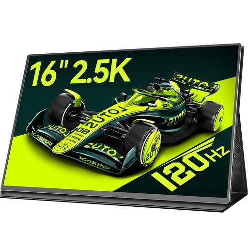 2.5K 120HZ モバイルモニター 16インチ NEWSOUL ゲーミング IPS ノートパソコン用 ポータブルモニター 125% SRGB色域 400NIT 薄型 高級アルミ合金製 ポータブル ディスプレイ