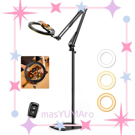 EVERSHOP アーム式俯瞰撮影 照明 リングライト スマホスタンド 真上から撮影用ライト 動画撮影 メイク用ライト 配信用ライト パソコン LEDライト カメラ PC ZOOM YOUTOBE TIKTOK 手元 物撮り オンラ…