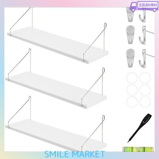 ウォールシェルフ 賃貸 取り付け 壁掛け棚 石膏ボード 壁を傷つけない50CM 3枚 白 ホワイト 壁面収納 飾り棚 トイレ 棚 アイアン ウォールラック 北欧