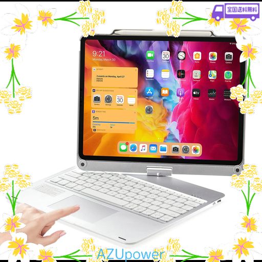 PBOYIQIS キーボード ケース 用の IPAD AIR 13インチ (M3 2025/M2 2024)/PRO12.9 第6/5/4/3世代, 360度回転式 タッチパッド ペンシル収納 ワイヤレスBLUETOOTHキーボード アルミ