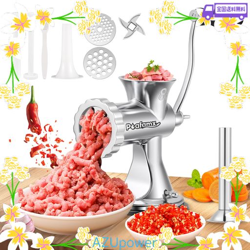 POAFAMX 手動ミンサー 4.5MM/8MM2枚ブレード付き ミンチ機 ひき肉機 肉挽き/腸詰め/みじん切り/野菜ひき/味噌作り 豆挽き機 304ステンレス 水洗い 吸盤/固定クリップ両用 日本語説明書と参考動画 13,375円