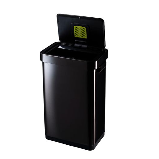 EKO ゴミ箱 自動開閉 デラックスミラージュ T-センサービン ブラックスチール 45L ステンレスふた付き インナーボックス無し EK9378BS-45L