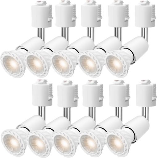 ダクトレール用スポットライト E26口金 LED電球付き 60W形相当 5.5W ライティングバー用ライト ライティングバー用器具 LEDスポットライト+ダクトレール用器具セット (ホワイト 電球色, 10個…