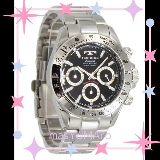 TECHNOS WATCH PROMINENT SERIES テクノス クロノグラフ ステンレスケース ブラック スポーツクロノ TAP403ASB [並行輸入品]