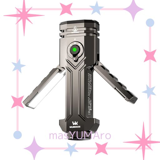 WURKKOS HD02 懐中電灯 高輝度 3200ストリーム ホワイト/ウルトラバイオレット/折りたたみウィングライト 4IN1 多機能懐中電灯 TYPE-C 充電/放電 色温度調整可能 LEDライト 超高輝度 キャンプライ…