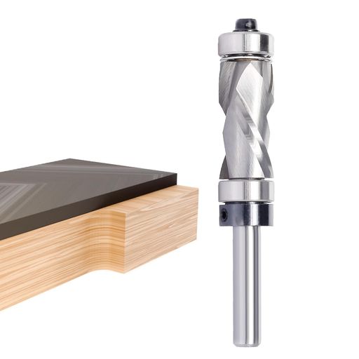 両サイドベアリング付 超硬スパイラルパターンビット コンプレッション 軸径6MM・刃径12.7MM・刃長25.4MM