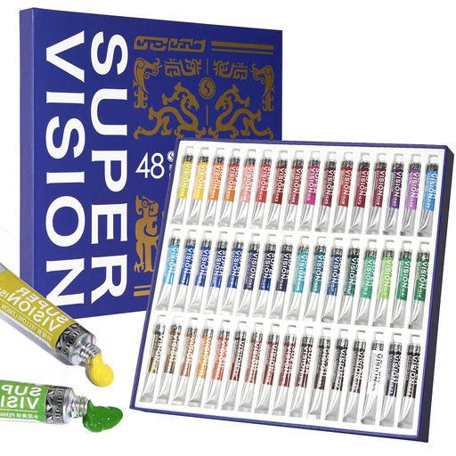 SUPER VISION 水彩絵の具セット マスターアーティストグレード 48色 X 8ML 水彩絵の具チューブ ミネラル顔料とアラビアゴムから作られたプロ仕様の水彩絵の具