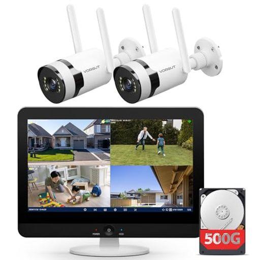 800万画素・5年保証】VORGUT 防犯カメラ 屋外 モニター付き 無線 4K