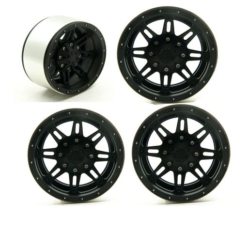 ラジコン カー 2.2インチ 拡幅版 幅さ30MM インターナル ビードロックホイール INTERNAL BEADLOCK WHEELS (4個, ブラック)