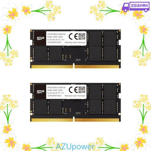 シリコンパワー DDR5 32GB (16GBX2) 4800MHZ (PC5-38400) 262ピン CL40 1.1V SODIMM ノートパソコン NON-ECC RAM コンピューターメモリ SP032GBSVU480F22