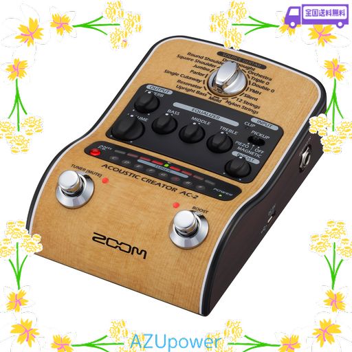 ZOOM ズーム AC-2 アコースティックギター用プリアンプ 【国内正規品/3年延長保証付】 ピエゾ/マグネ対応 16種プリセット DI機能 XLR出力 電池駆動対応 ベージュ ACアダプター付属 ACシリーズ