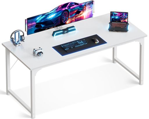 ODK デスク ゲーミングデスク 机 PCデスク 幅160CM パソコンデスク ?子 ゲームデスク COMPUTER DESK ？？? オフィスデスク 学習机 シンプル 在宅ワーク おしゃれ 組立簡単 ホワイト 7,001円