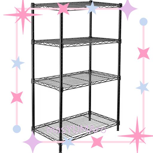 4段建て多機能簡易取付合金鋼です、収納棚、棚,置物棚幅59CM*奥行34CM*高さ107CM、キッチン、リビング、ベランダ、書斎、庭、ブラック、4 段スチール収納棚