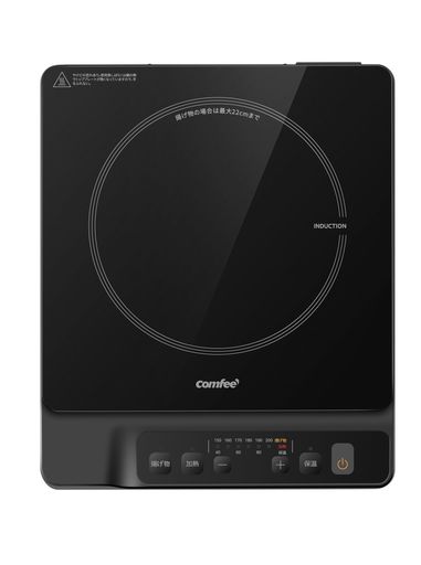 COMFEE’ クッキングヒーター IHコンロ 薄型 1400ワット 卓上 小型 3種メニュー 火力調整6段階 揚げ物 3段保温 炒め料理 一人暮らし 二人暮らし ブラック