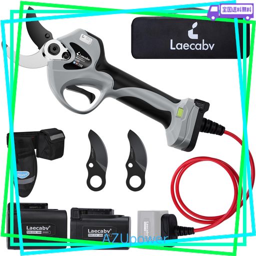 LAECABV 電動剪定バサミ コードレス 40MM充電式剪定ばさみ 軽さ・スピード・切れ味の頂点機種 2000MAH+4000MAHのリチウム電池2個付き 電動枝切り鋏 持ち運び便利 プロ剪定鋏 園芸用具 (LA40SGYBK)