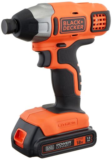 ブラックアンドデッカー(BLACK+DECKER) コードレス インパクトドライバー ソフトインパクト DIY 電動工具 穴あけ 締付工具 ワンタッチ ビット交換 18V 1.5AH バッテリー付き BPCI18K1