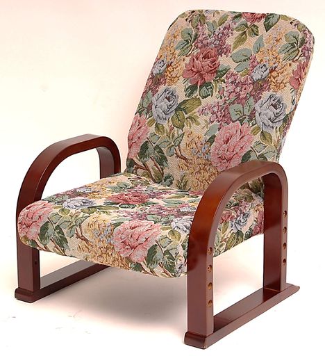 ビータ(VITA) 立ち座りラクラク座椅子 幅55X奥行47~67X高さ63~71CM ミドルタイプ ゴブラン 花柄 高さ調整可能 3段階調整 リクライニング 折りたたみ おりたたみ 折り畳み 立ち座りサポート 正座…