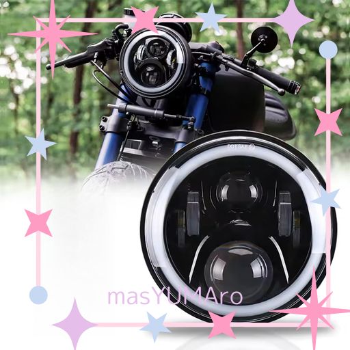 LARGOODS LED ヘッドライト 7インチ ウィンカーとDRL機能付き HI/LO切り替え ハーレーカワサキスズキヤマハホンダカフェレーサー対応 白色リング付き ホワイト/イエロー