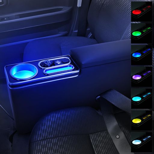 BUYFULL コンソールボックス ハイゼットカーゴ S700V ピクシスバン アームレスト 呼吸作用照明ランプ 七色取り替えっこ ドリンク保持者 USB界面付き添い人 小入れもの 足踏み式サイドブレーキ車用 HJT-2 開びゃく飾り気の無い