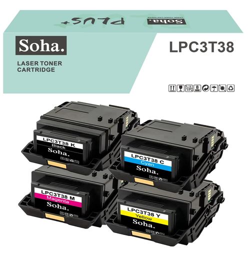 【AMAZON.CO.JP限定】 エプソン用 LPC3T38 BK/C/M/Y 「4本セット」 「大容量」 互換トナーカートリッジ 印刷枚数 ブラック:約10000枚ぐらい カラー:約6600枚ぐらい/色