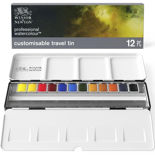 WINSOR & NEWTON ウィンザー&ニュートン 水彩絵具 プロフェッショナル・ウォーターカラー カスタマイズトラベルメタルボックスセット ハーフパン 12色セット 18809548 11,630円
