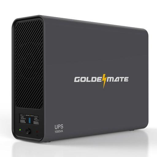 GOLDENMATE 無停電電源装置 UPS 1000VA PRO/600W リン酸鉄リチウムイオン電池採用 153WH 常時商用給電 正弦波 ネットワーク機器 通信システム ホームオフィス 家庭用の高効率バックアップ電源 8ポ…