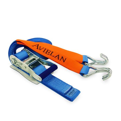 アヴィエラン(AVIELAN) ラッシングベルト 50MM幅 Jフック 巻取 7M 固定 0.5M ブルー