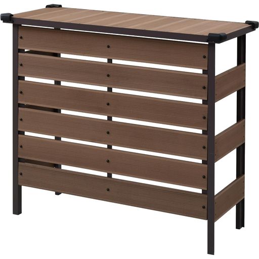 ガーデンマスター(GARDENMASTER) アルミ製 エアコン 室外機カバー 人工木 幅110×奥行45×高さ98.5CM 大型タイプ(~29畳用) 室外機保護カバー MWAC-110(NA) ナチュラルブラウン