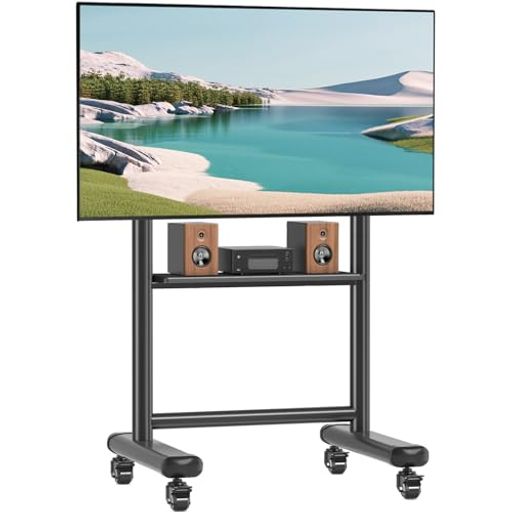 RFIVER テレビスタンドキャスター付き 大型テレビスタンドハイタイプ テレビ台 50~86インチ対応 耐荷重68 KG 移動式キャスター付きテレビスタンド ディスプレイスタンド ブラック コード収…
