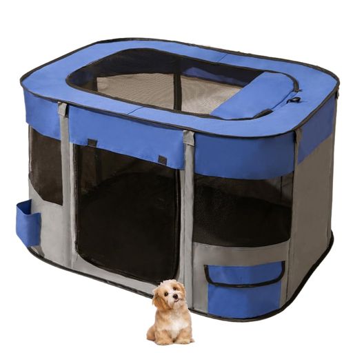 BENEBOMO ペットサークル 長方形 折りたたみ式 猫 犬 ケージ キャリーバッグ付き 組立簡単 屋根付き 軽量 通気 防災ペットケージ アウトドア インドア コンパクト メッシュサークル(L(90*70*60C…