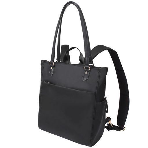 [LISCIA] ビジネスリュック レディース 【トートバッグになるリュック】 ビジネスバッグ 通勤 通学 軽量 大容量 A4 ナイロン リュックサック ノートPC 13インチ対応 (ブラック)