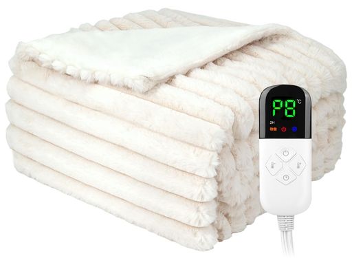 電気毛布 掛け敷き兼用 188×130CM【ウサギ毛調+フランネル】電気ブランケット 電気ひざ掛け 3分速暖 恒温加熱 8段階温度調整 4段階切タイマー ダニ退治 厚手生地 ふわふわ 柔らかく 暖房器…