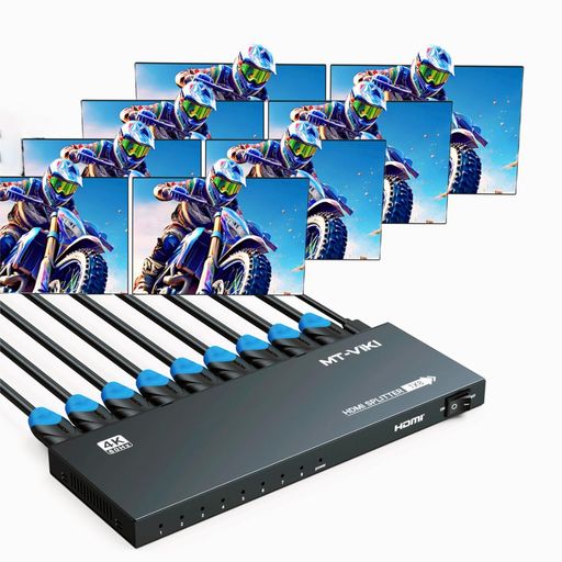 MT-VIKI HDMI分配器 4K@60HZ、HDMI分配器 1入力 8出力、RGB 4:4:4、HDMI2.0B、HDCP2.2、18GBPS、PS4 FIRE STICK HDTV用フルUHD分配器