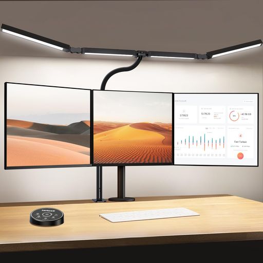BEANET デスクライト LED 「幅101.5CM・4光源ULTRA+版・無線リモコン・24W・2000LX」多角度調節 クランプ 5段階調光調色 電気スタンド 「PSE認証済」幅広 スタンドライト 卓上ライト 目に優しい 仕…