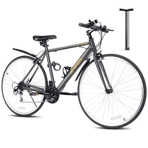 MIXIU クロスバイク シマノ製21段変速 自転車 700C 27インチ相当 高炭素鋼フレーム 軽量 クロスバイク 男女兼用 通勤 通学 旅行 街乗り マウンテンバイク 空気入れ付き、前後泥除け、ワイヤ…