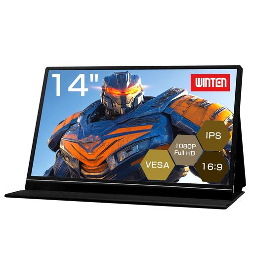 WINTEN モバイルモニター 14インチ ゲーミングモニター ディスプレイ 外付けモニター 1080P FULLHD 軽量 薄型 ノングレア(非光沢) IPSパネル カバー付 スピーカー内蔵