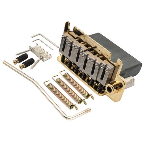 MUSICLILY PRO 10.5MM トレモロユニット2点支持タイプトレモロ ブリッジ スチールサドル AMERICANストラトエレキギター用、ゴールド