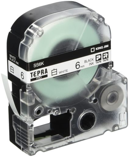 キングジム 【純正】 テプラPROテープカートリッジ エコパック10個入 6MM 白ラベル/黒文字 長さ8M SS6K-10PN
