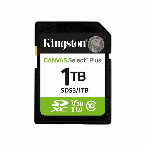 KINGSTON CANVAS SELECT PLUS SDメモリーカード 1TB SDXC GEN3 150MB/S C10 UHS-I U3 V30 - SDS3/1TB。