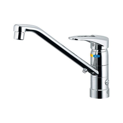 カクダイ 台所用 台付 給湯制限付 エコ シングルレバー混合栓 シンク下にもぐらず取付可能 分水ができる 寒冷地仕様 117-051K