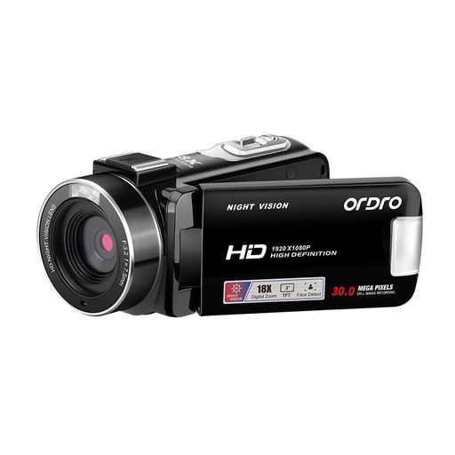 ORDRO B320 ビデオカメラ 1080P 30 FPS レコーダ フルHD 30 MP 18 Xデジタルズームカメラ、YOUTUBEビデオ記録カメラ VLOGカメラ 赤外線夜視、3.0インチ反転画面、電池2本、リモコン(黒)