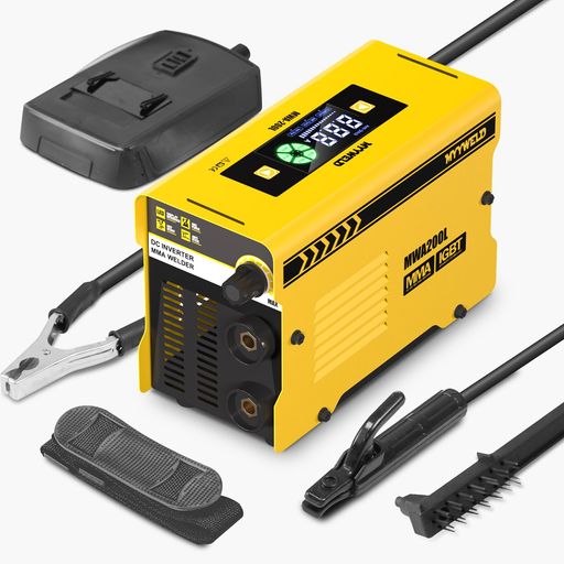 MYYWELD 溶接機 100V アーク溶接 200A インバーター直流半自動 上部LCDデザイン ミニポータブル溶接機 ホットスタート 初心者向け 小型 軽量 家庭用 日本語取扱説明書付き MWA-200L