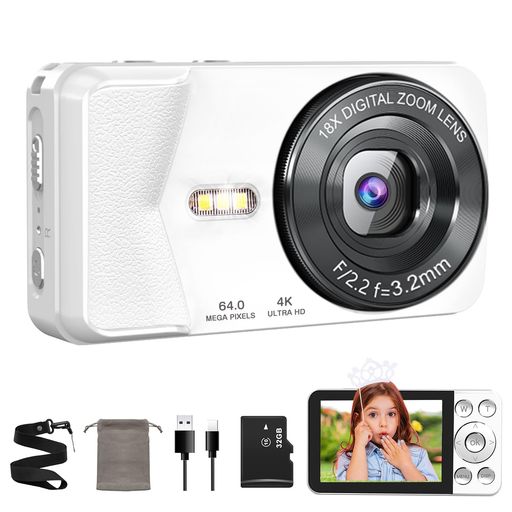 QZTCAMERA デジカメ 4K デジタルカメラ 6400万画素 TYPE-Cケーブルで