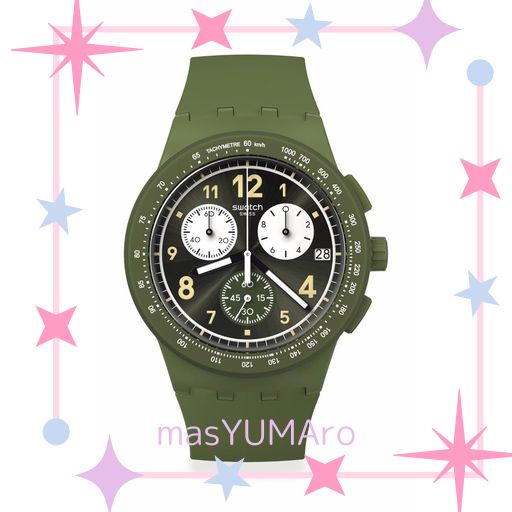 [スウォッチ] ウオッチ NOTHING ベーシック ABOUT GREEN ナッシング・ベーシック・アバウト・グリーン NEW CHRONO PLASTIC ニュー・クロノ・プラスチック SUSG406